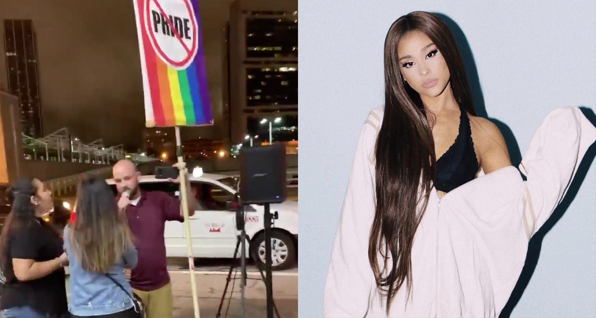 Homem faz protesto anti-LGBT em show de Ariana Grande e cantora responde